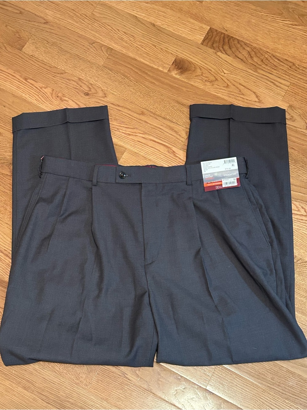 Men's Gray Dress Pants - Classic Pleated Trousers 38/30